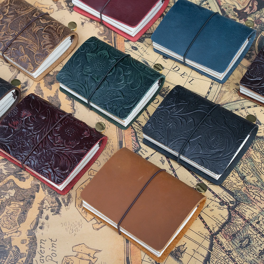 Vintage Leather Traveler's Notebook: 3 x 32 Page Refills, 100g Paper, Personalized leather journal,Portable Diary book