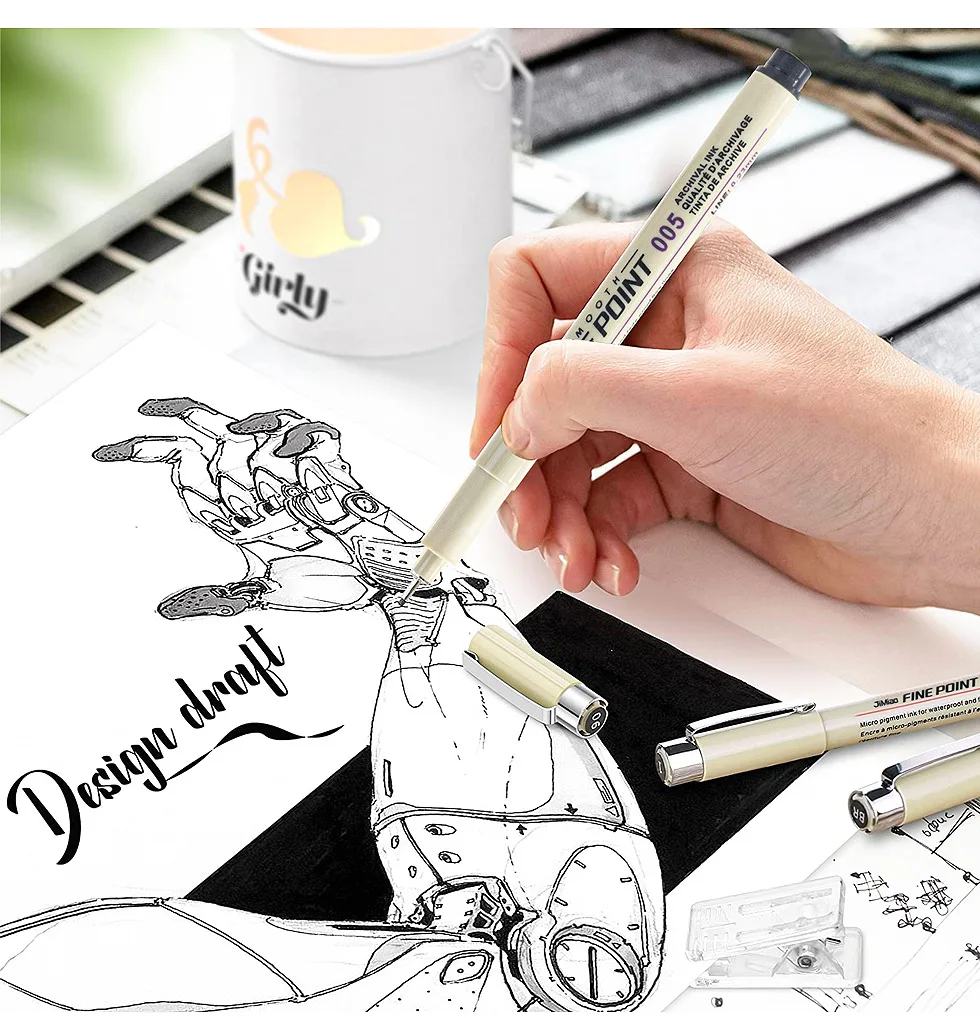 6/9/12Pcs Set Pigma Micron Fine Pen Waterproof Smooth Black Ink Fineliner Drawing Pens Art Sketch Marker Liner Rotulador Tekenen