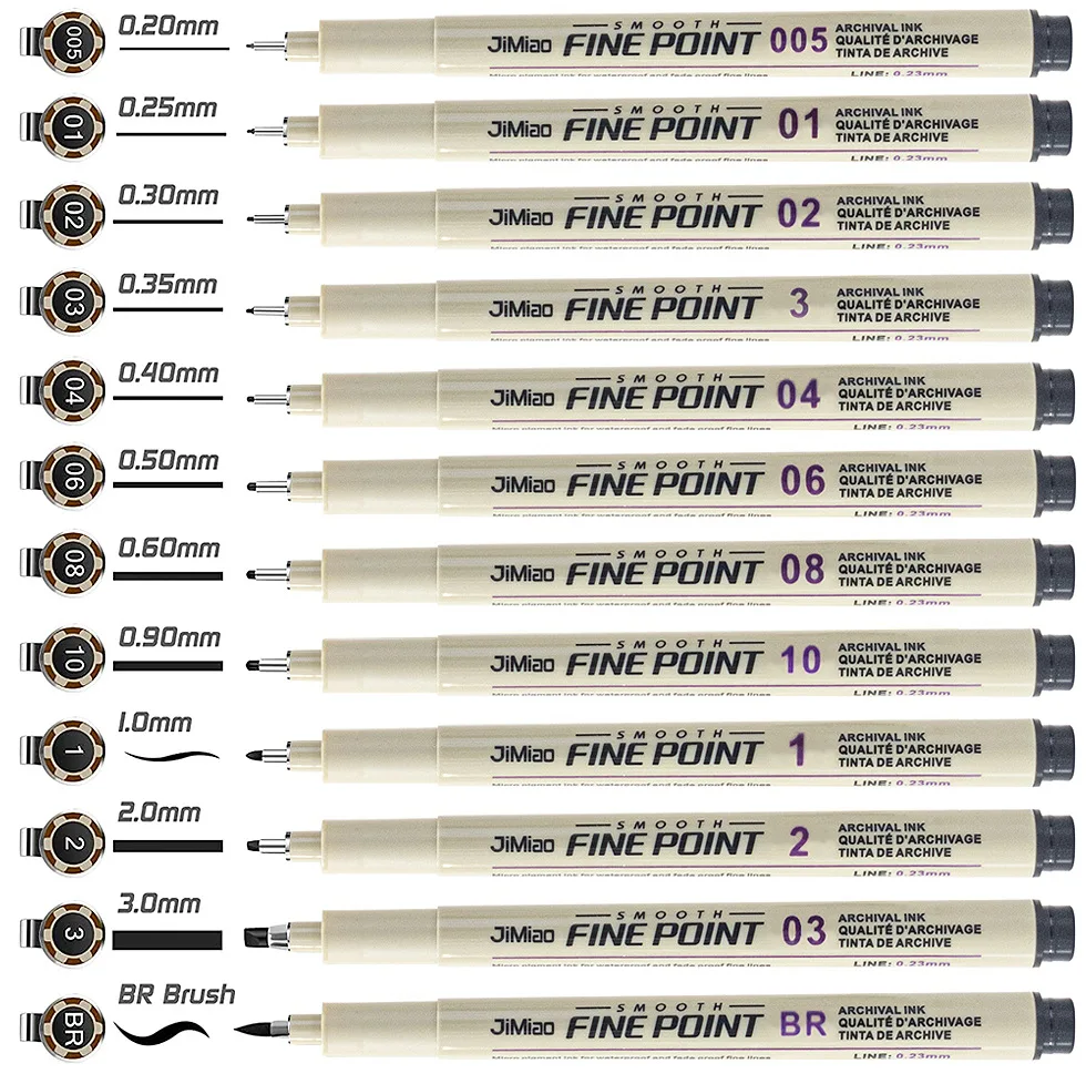 6/9/12Pcs Set Pigma Micron Fine Pen Waterproof Smooth Black Ink Fineliner Drawing Pens Art Sketch Marker Liner Rotulador Tekenen