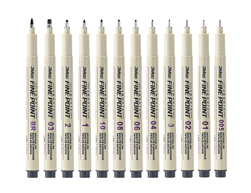 6/9/12Pcs Set Pigma Micron Fine Pen Waterproof Smooth Black Ink Fineliner Drawing Pens Art Sketch Marker Liner Rotulador Tekenen