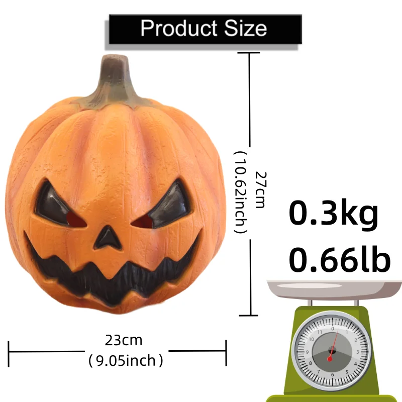 Halloween Devil Pumpkin Mask Cosplay Latex Full Face Headwear Party Pumpkin Head Latex Mask Creepy Demon Costume Props for Adult