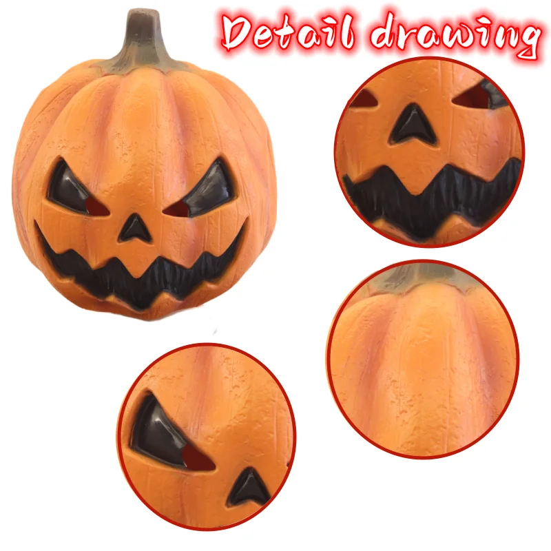 Halloween Devil Pumpkin Mask Cosplay Latex Full Face Headwear Party Pumpkin Head Latex Mask Creepy Demon Costume Props for Adult