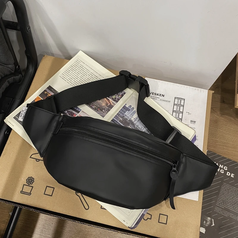 Sport Chest Pack PU Leather Men Belt Bag Casual Trend Waterproof Shoulder Bag Fanny Pack Street Hip-hop Boy Waist Bag Phone Pack