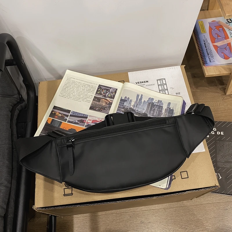 Sport Chest Pack PU Leather Men Belt Bag Casual Trend Waterproof Shoulder Bag Fanny Pack Street Hip-hop Boy Waist Bag Phone Pack