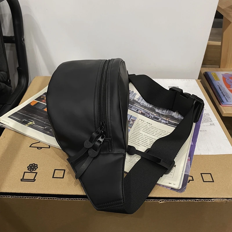 Sport Chest Pack PU Leather Men Belt Bag Casual Trend Waterproof Shoulder Bag Fanny Pack Street Hip-hop Boy Waist Bag Phone Pack