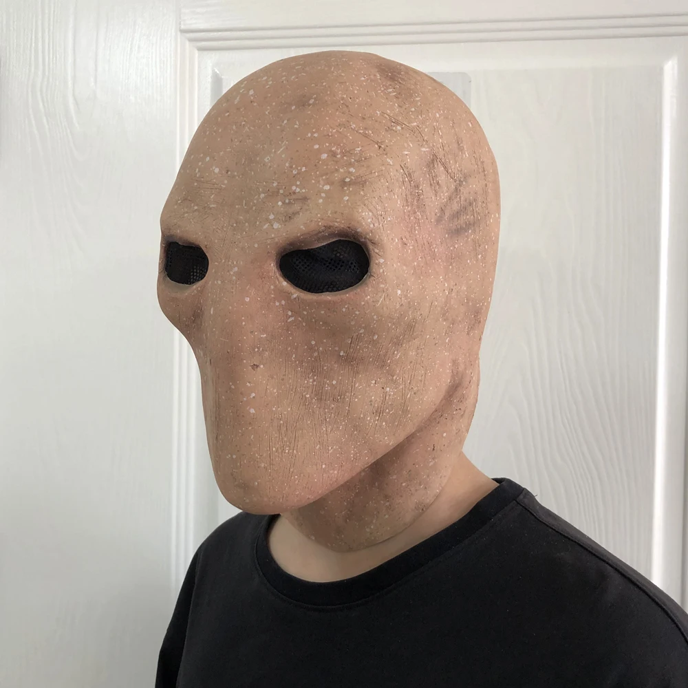 Halloween Slenderman Mask Cospaly Creepy Horror Faceless Man Alien Skull Latex Helmet Carnival Party Costume Props