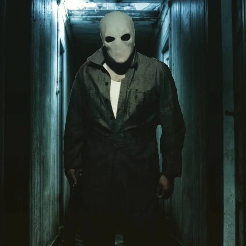 Halloween Slenderman Mask Cospaly Creepy Horror Faceless Man Alien Skull Latex Helmet Carnival Party Costume Props