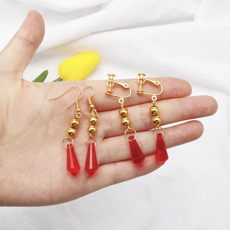 Game Genshin Impact Tartaglia Earrings Anime Jewelry Cosplay Genshin Childe Earring Fashion Accessories Crystal Drop Earrings