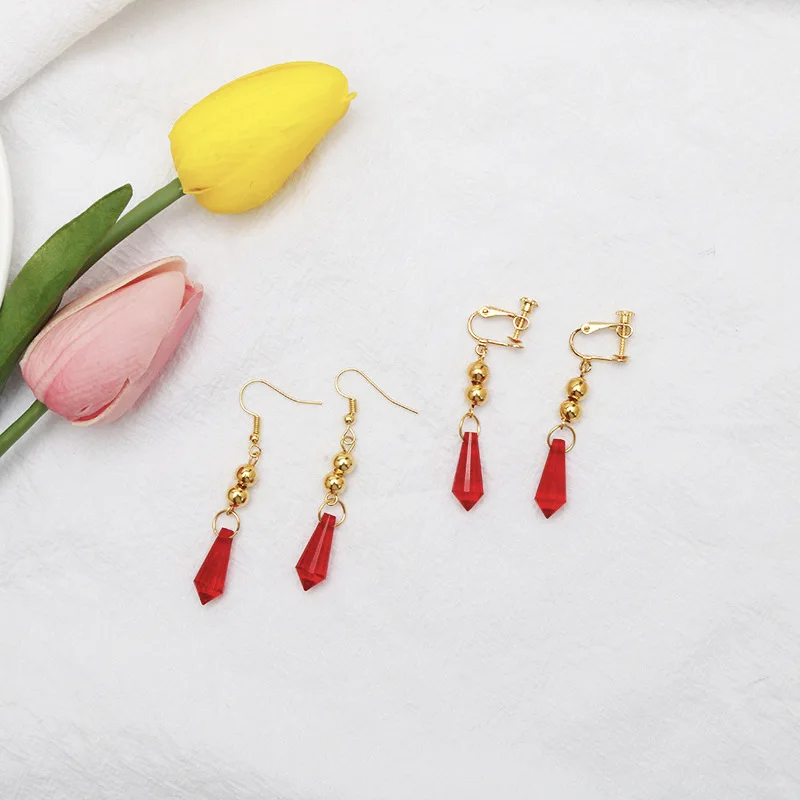 Game Genshin Impact Tartaglia Earrings Anime Jewelry Cosplay Genshin Childe Earring Fashion Accessories Crystal Drop Earrings