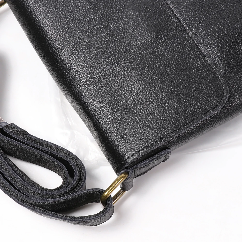 Vintage Genuine Leather Dark Crossbody Bag Phone Bag Fashion Sling Bag MEN'S Cowhide Shoulder Bag 7.9-inch iPad Bag