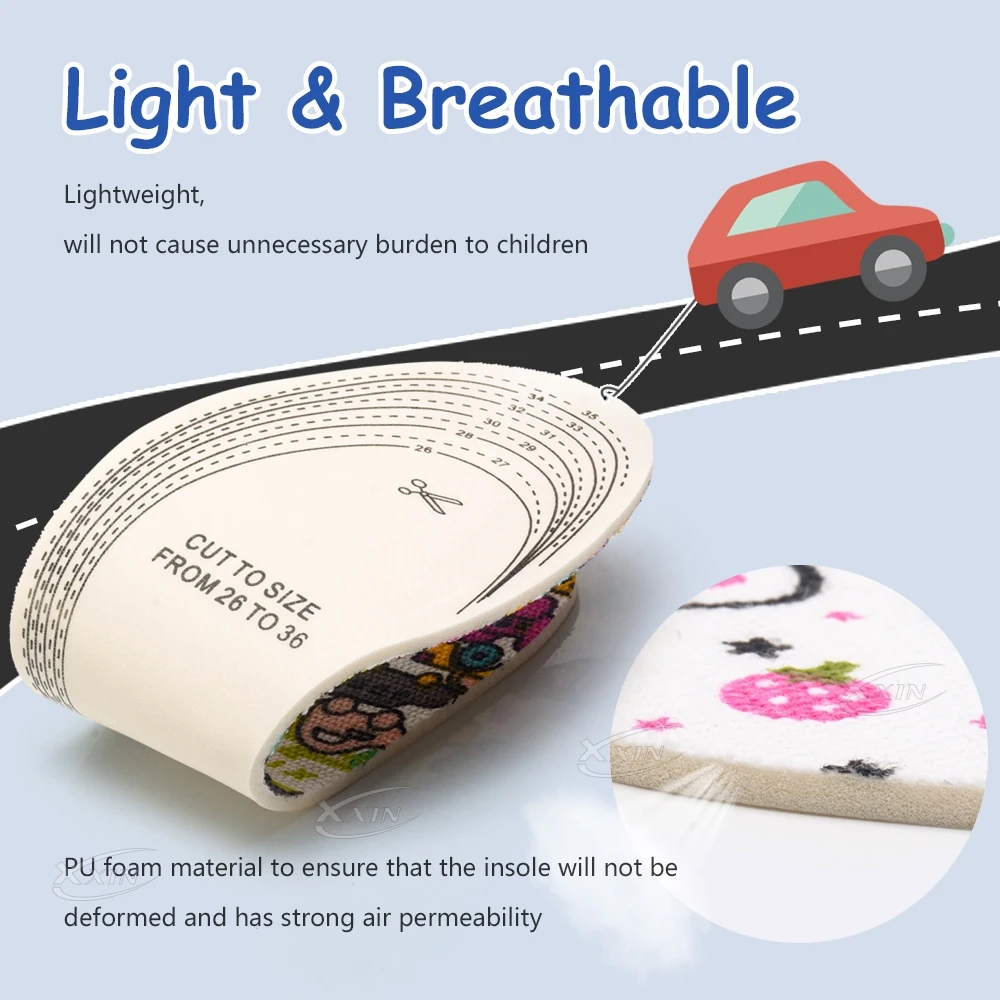 【Xxin】Children Insoles Soft Breathable Sports Insole Latex Non-Slip Shoe Insoles Size 26-36