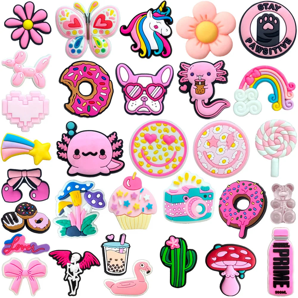 Pink Cool Cute Unique Collection Shoe Charms for Clogs Sandals Decoration Shoe Accessories Charms for Friends Gifts