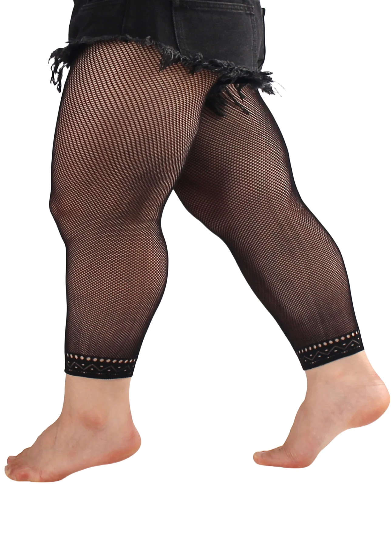 Women's Footless Fishnet Ankle Tights Plus Size High Waist High Stretch Large Size Net Leggings Stockings Can Be Wear 100kg