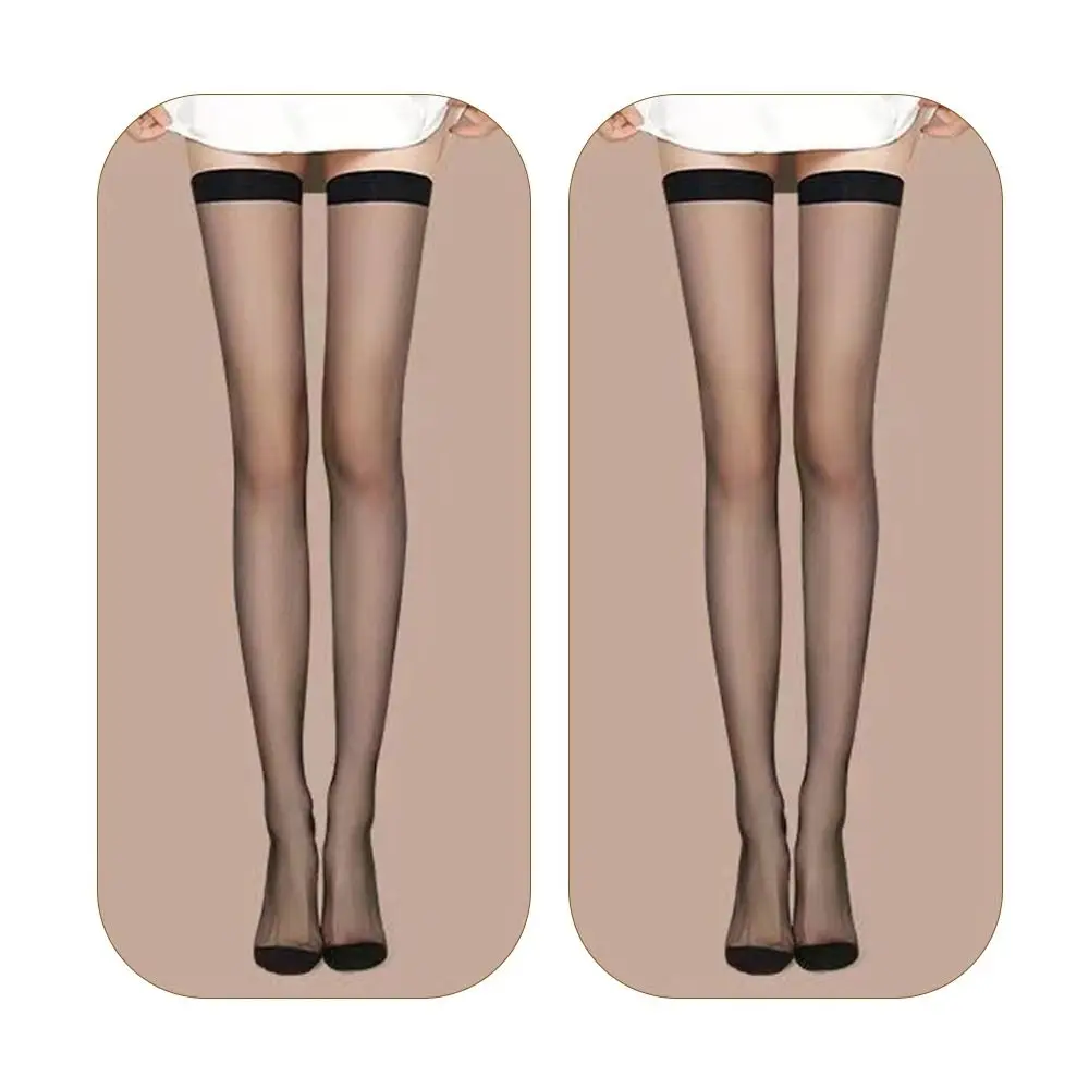 2 Pairs Women Stockings Thigh High Transparent Sexy Black Silk Socks Appear Slim Ultra-thin Leg Socks Thigh High For Women