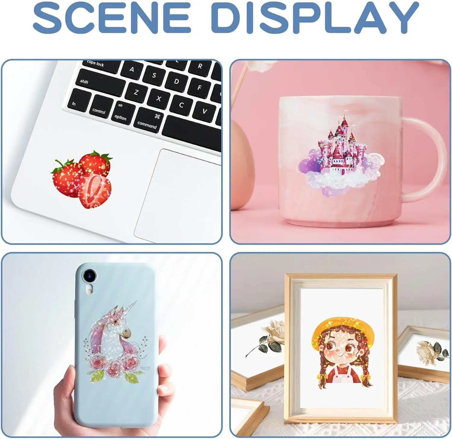 Holographic Printable Sticker Paper for Inkjet 10 Pcs Vinyl Sticker Printable Paper, Waterproof Glossy Sticker Dries Quickly A4