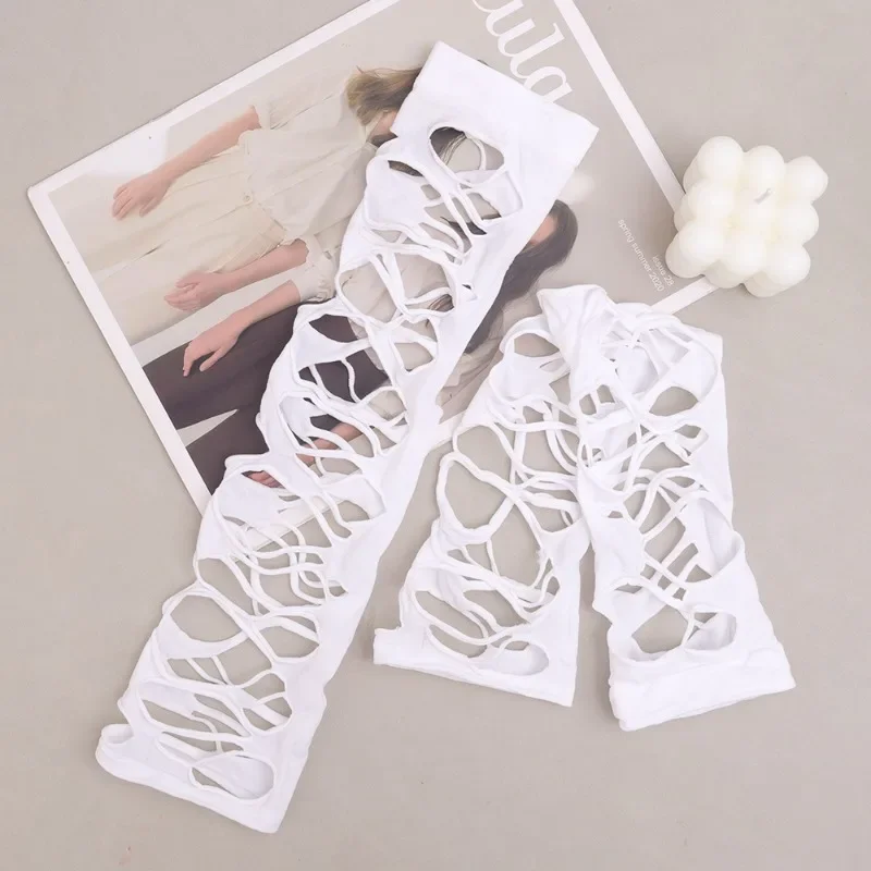 Punk Hollow Fishnet Stockings for Women Spider Web Torn Strap Holes Tights Girls Lolita Ragged Pantyhose Party Socks Pantyhose