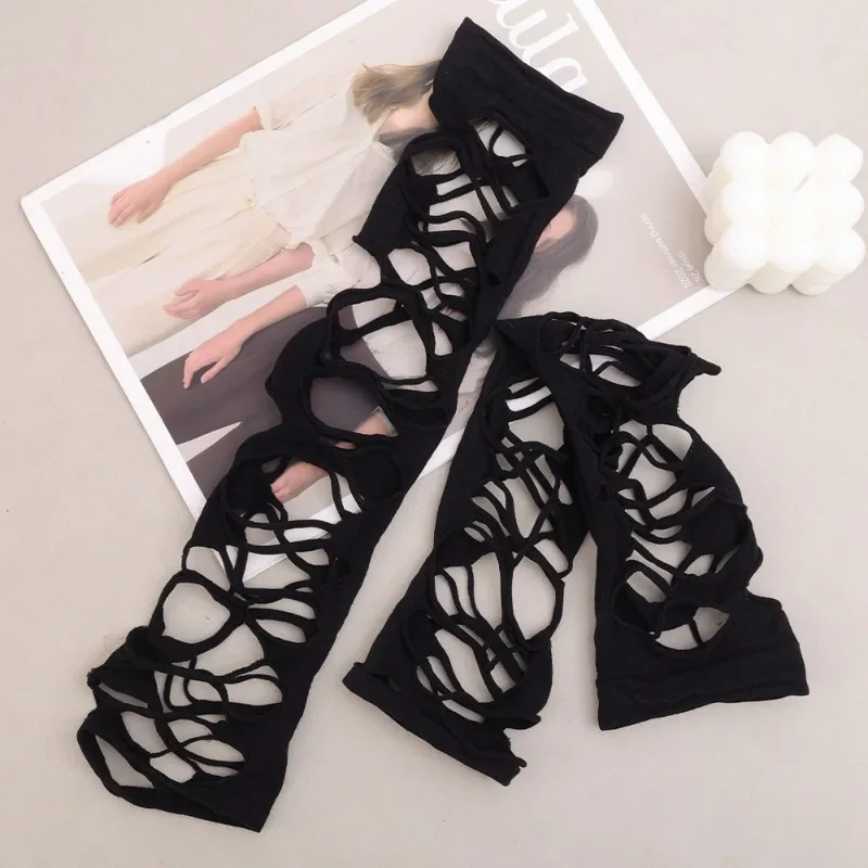 Punk Hollow Fishnet Stockings for Women Spider Web Torn Strap Holes Tights Girls Lolita Ragged Pantyhose Party Socks Pantyhose