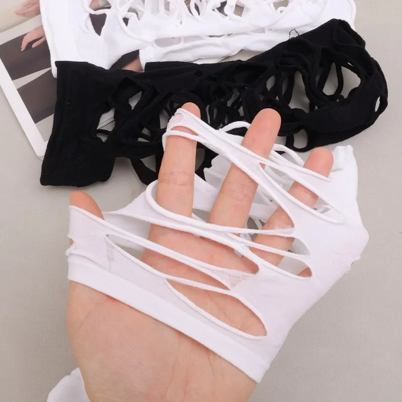 Punk Hollow Fishnet Stockings for Women Spider Web Torn Strap Holes Tights Girls Lolita Ragged Pantyhose Party Socks Pantyhose