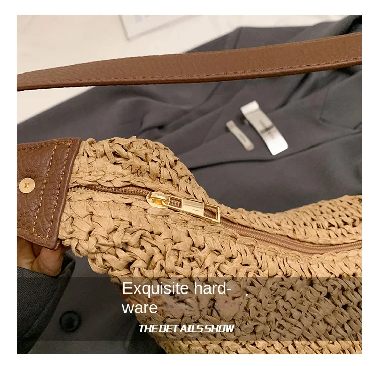 Forest Lazy Style Crossbody Bag Bohemian Handmade Grass Woven Bag Leisure Vacation Beach Women's Woven Dumpling Bun