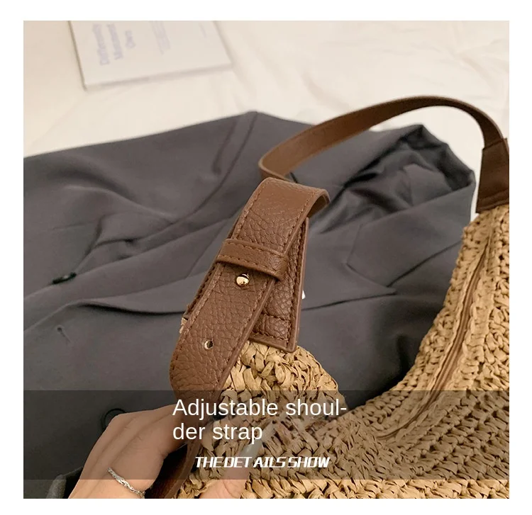 Forest Lazy Style Crossbody Bag Bohemian Handmade Grass Woven Bag Leisure Vacation Beach Women's Woven Dumpling Bun