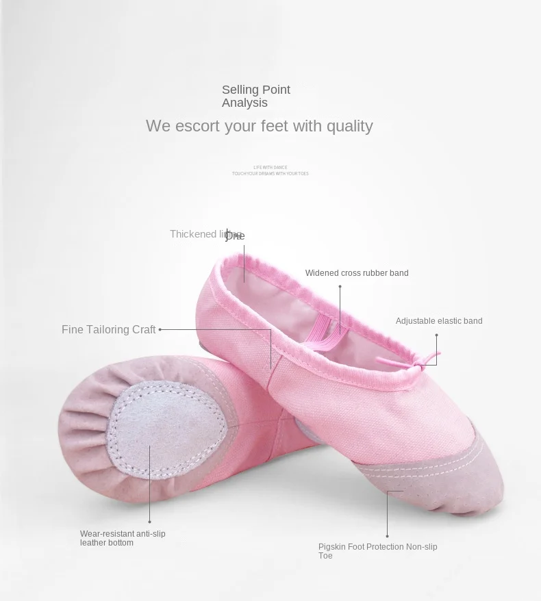 Dance Leather Toe Canvas Shoes for Girls Ballet Slippers Split Sole Gymnastics Skate Yoga Dancing Daily Practice Kids Ballerina