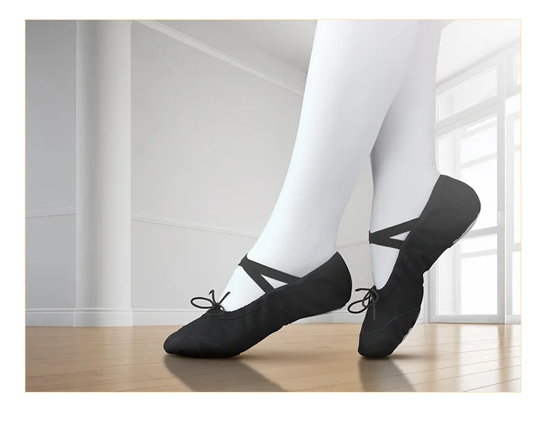 Dance Leather Toe Canvas Shoes for Girls Ballet Slippers Split Sole Gymnastics Skate Yoga Dancing Daily Practice Kids Ballerina