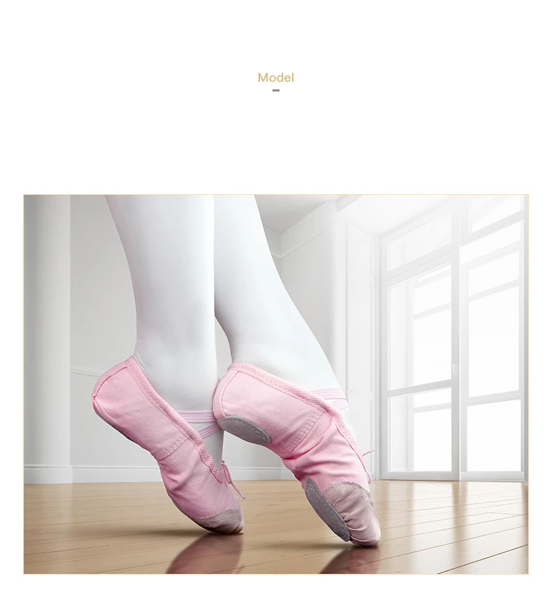 Dance Leather Toe Canvas Shoes for Girls Ballet Slippers Split Sole Gymnastics Skate Yoga Dancing Daily Practice Kids Ballerina