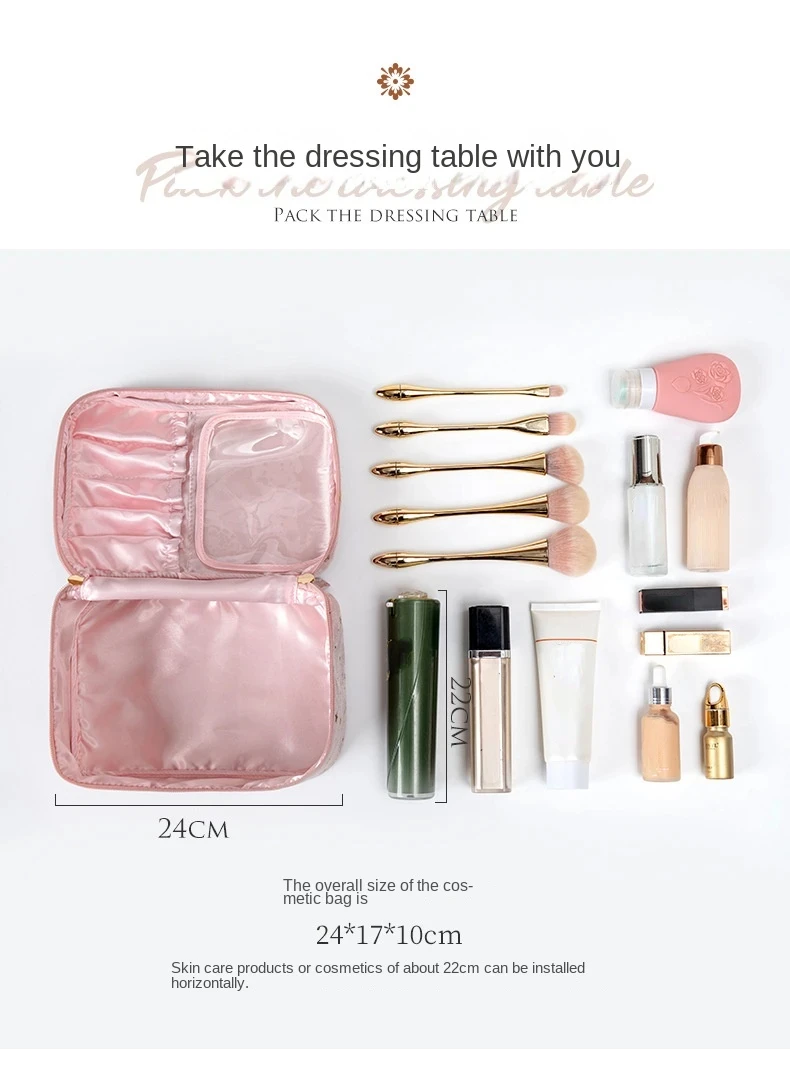 Portable Travel Small Cosmetic Bag Flannel Cosmetic Storage Bag Hand Flannel Women's Large Capacity Starry Sky Cosmetic Bag