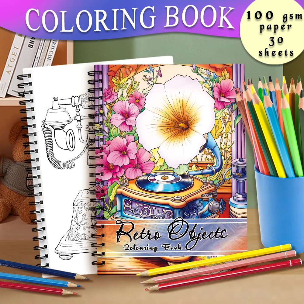 Spiral Coloring Book -30 Sheets Adult Coloring Book, 11.3 X 8.3 Inches, 100g Thick Paper, Drawing Book, Homecoming Holiday Gift
