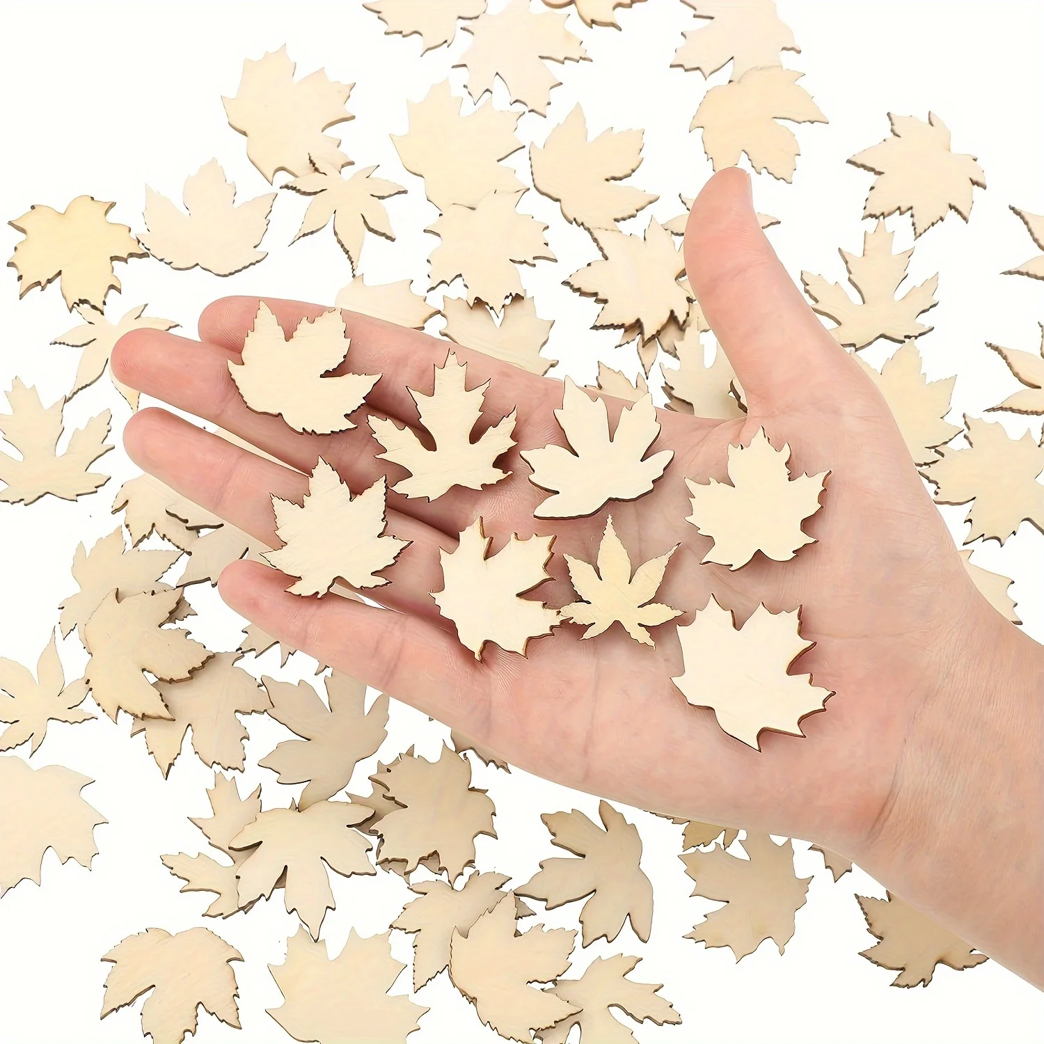 80 Pieces Mini Wooden Maple Leaf Cutout Unfinished Blank Wooden Maple Leaf Slice Maple Leaf,Thanksgiving Party ,DIY Decoration
