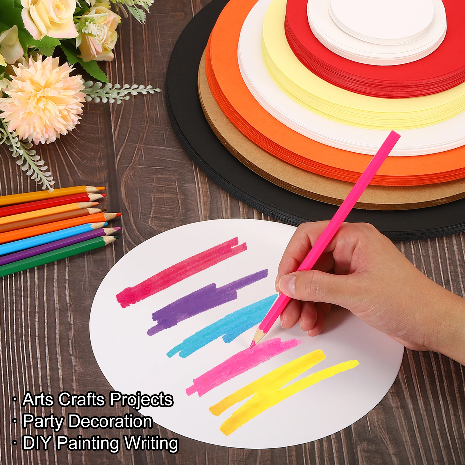 50Pcs 0.3mm Thick Round Cardboard Paper Blank Disc Circles Slices for Party Decorations DIY Craft Arts Drawing Painting Writing