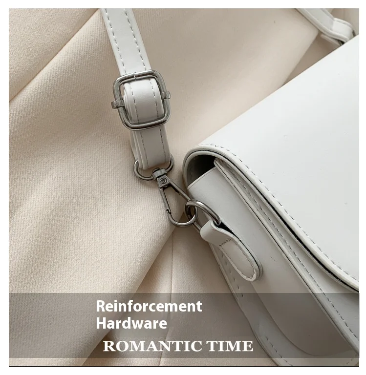 Trendy Saddle Shoulder Bag Women PU Leather Crossbody Bag Simple Solid Color Flap Messenger Bag Fashion Handbags Pouch