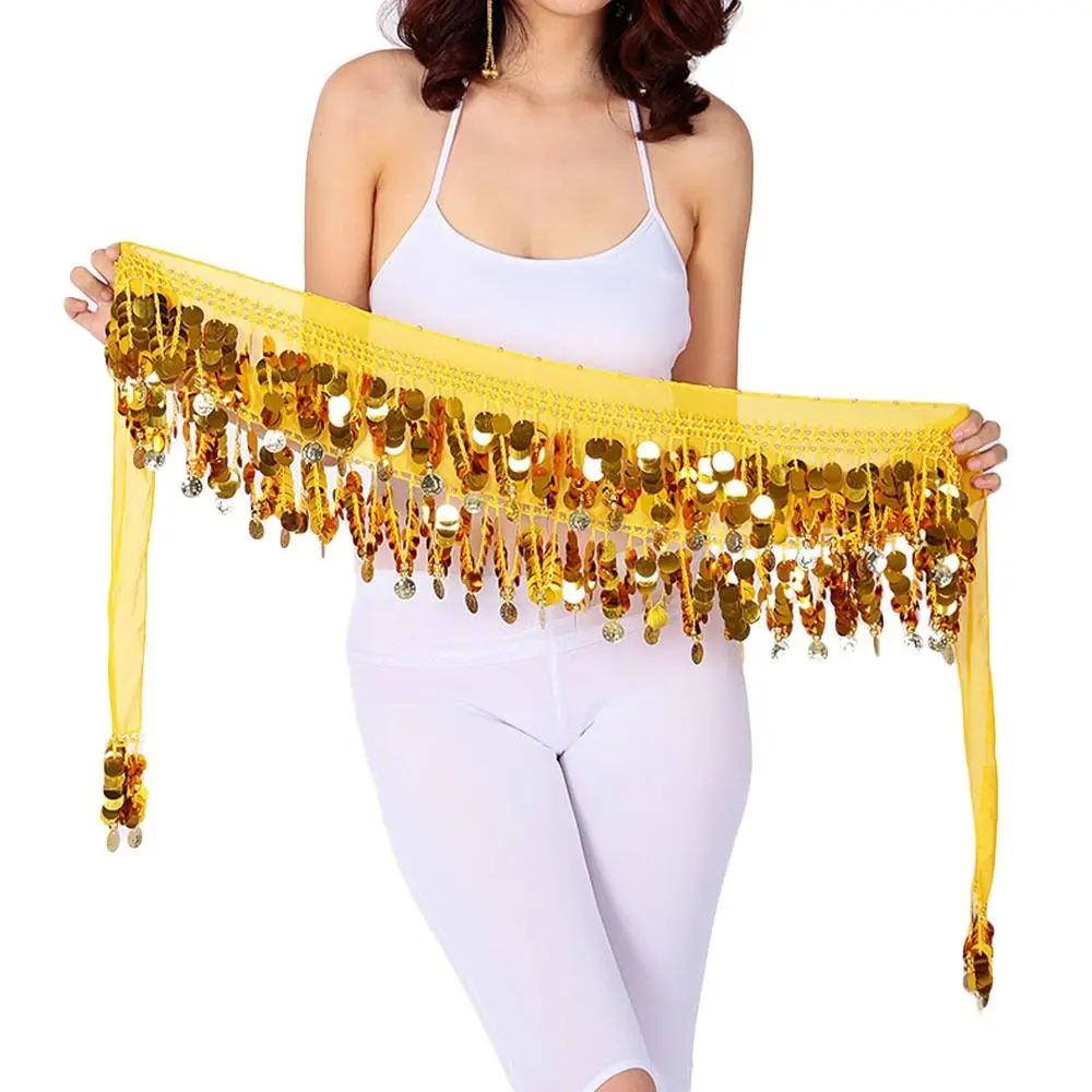 Thailand/India/Arab Dancer Sequins Tassels Skirt Women Sexy Belly Dance Hip Scarf Wrap Belt Dancer Skirt Female Show Costumes
