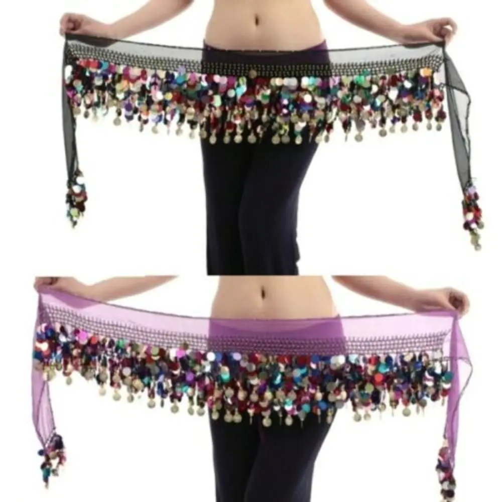Thailand/India/Arab Dancer Sequins Tassels Skirt Women Sexy Belly Dance Hip Scarf Wrap Belt Dancer Skirt Female Show Costumes