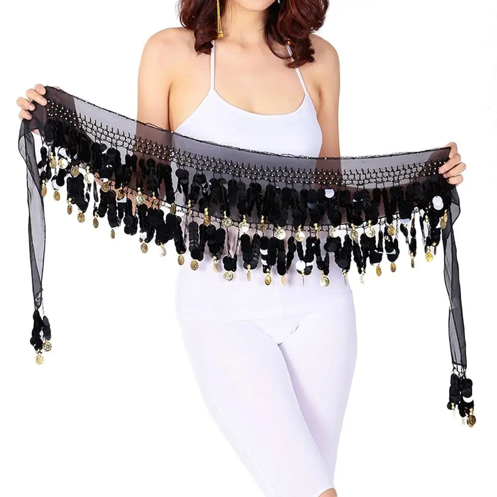 Thailand/India/Arab Dancer Sequins Tassels Skirt Women Sexy Belly Dance Hip Scarf Wrap Belt Dancer Skirt Female Show Costumes