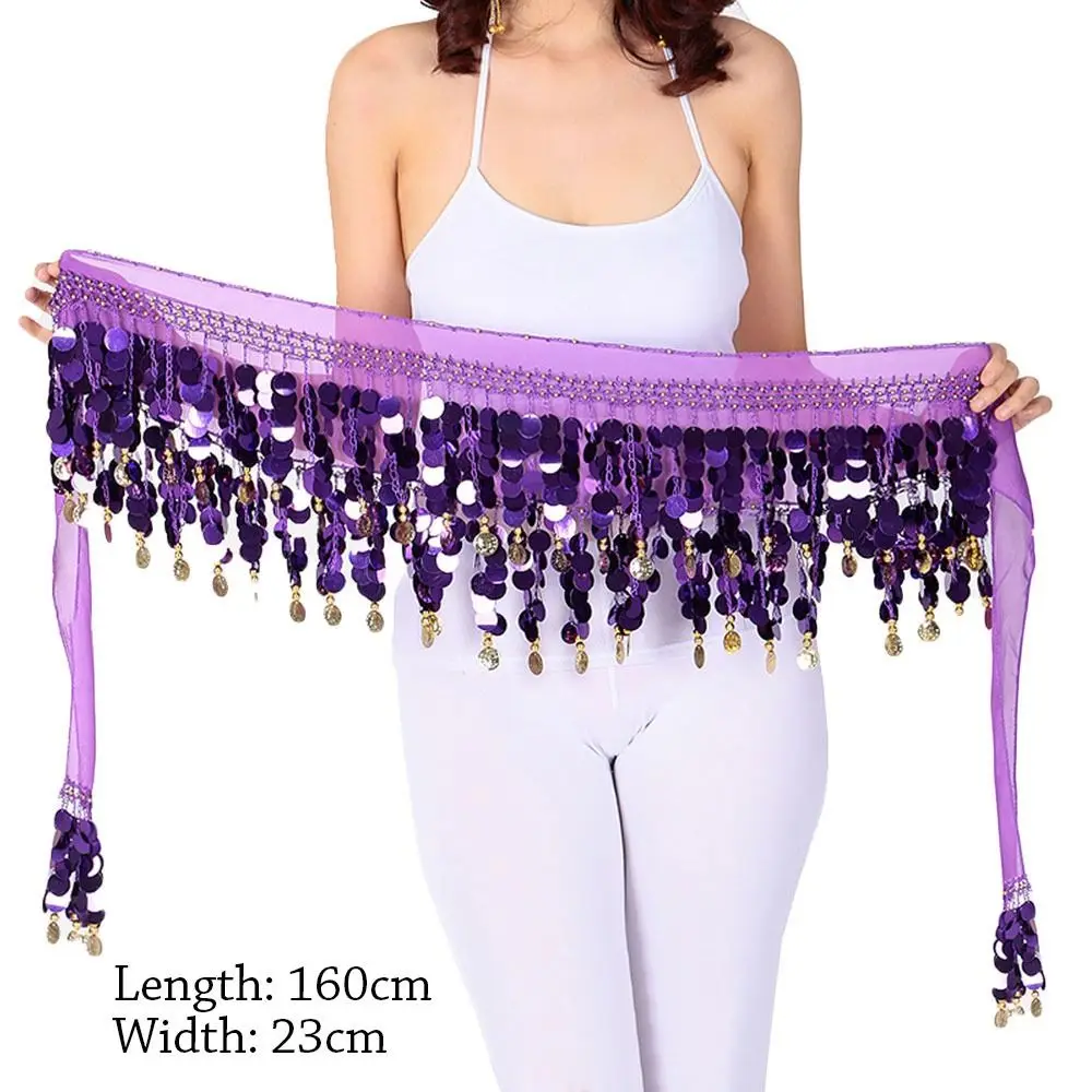 Thailand/India/Arab Dancer Sequins Tassels Skirt Women Sexy Belly Dance Hip Scarf Wrap Belt Dancer Skirt Female Show Costumes