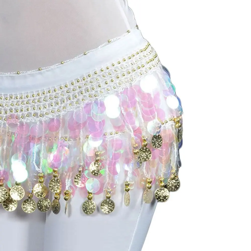 Thailand/India/Arab Dancer Sequins Tassels Skirt Women Sexy Belly Dance Hip Scarf Wrap Belt Dancer Skirt Female Show Costumes