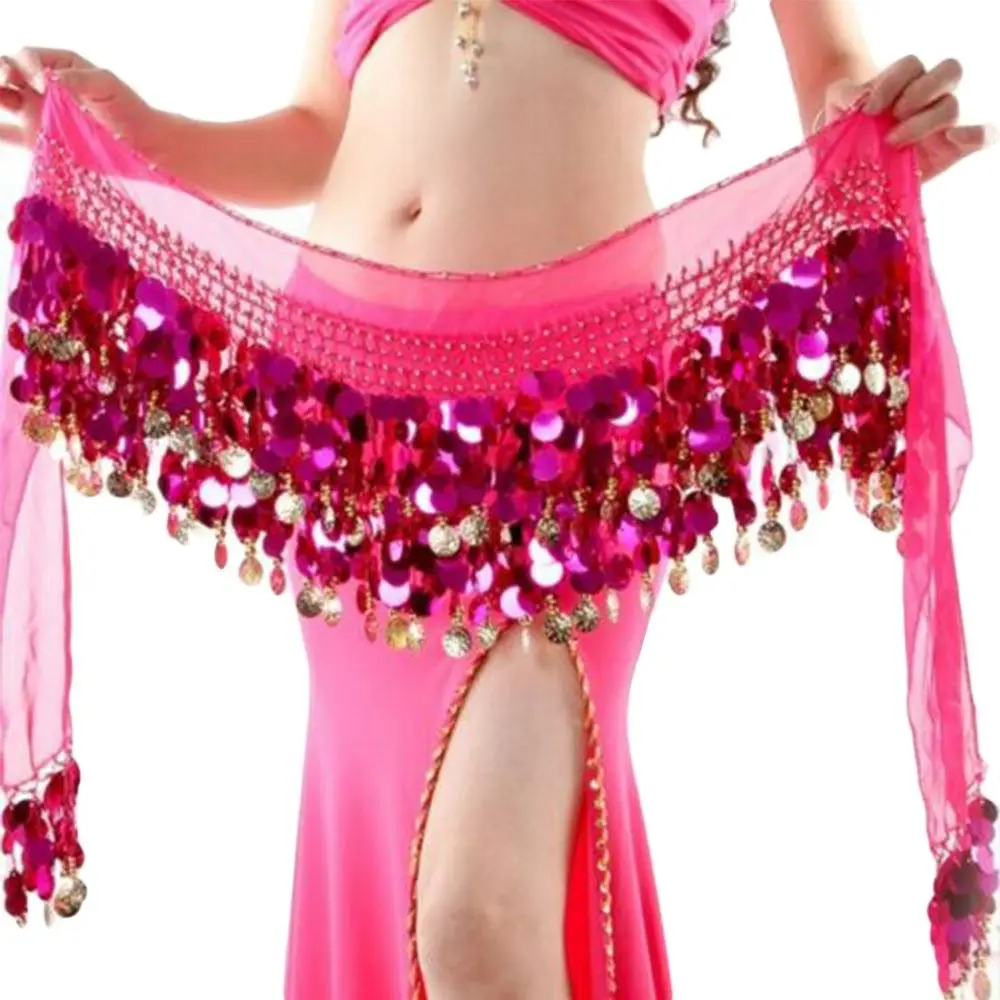 Thailand/India/Arab Dancer Sequins Tassels Skirt Women Sexy Belly Dance Hip Scarf Wrap Belt Dancer Skirt Female Show Costumes