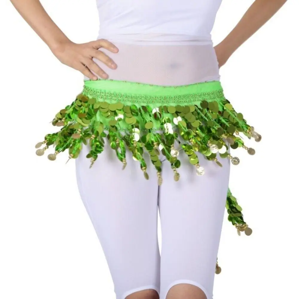 Thailand/India/Arab Dancer Sequins Tassels Skirt Women Sexy Belly Dance Hip Scarf Wrap Belt Dancer Skirt Female Show Costumes