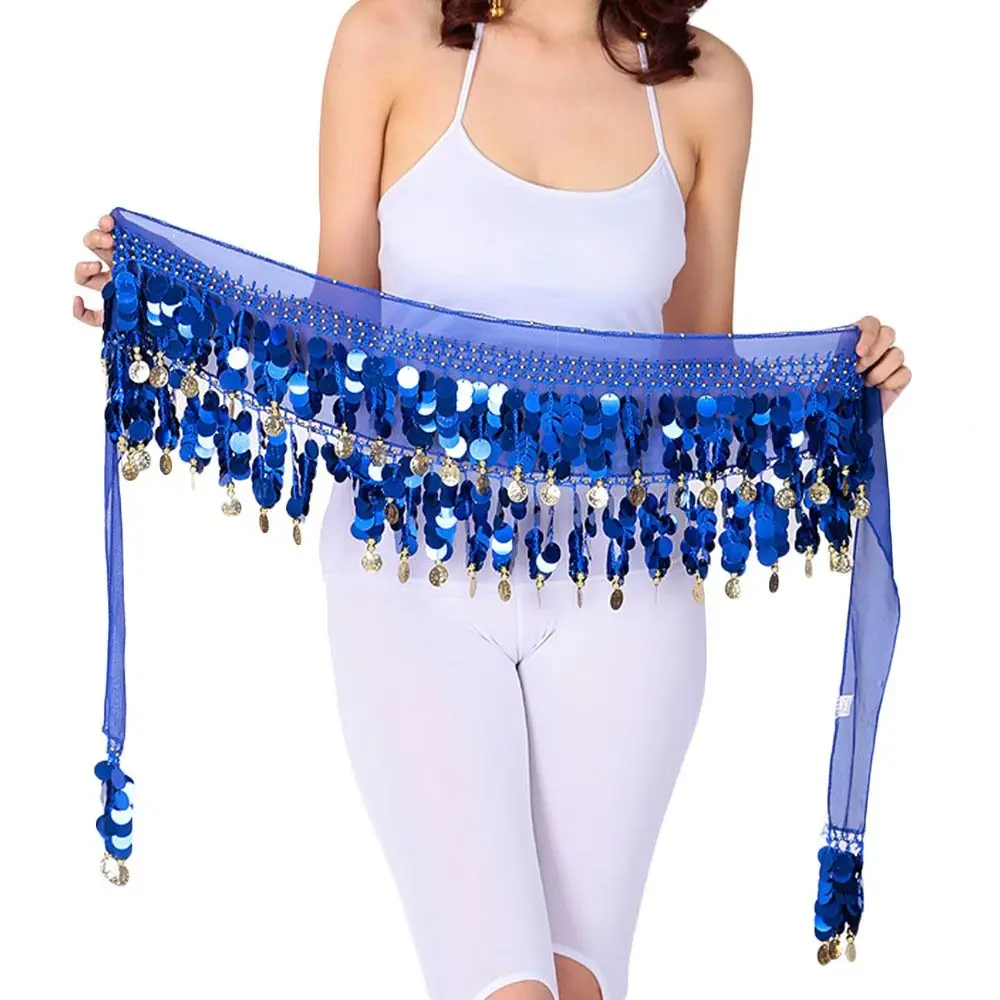 Thailand/India/Arab Dancer Sequins Tassels Skirt Women Sexy Belly Dance Hip Scarf Wrap Belt Dancer Skirt Female Show Costumes