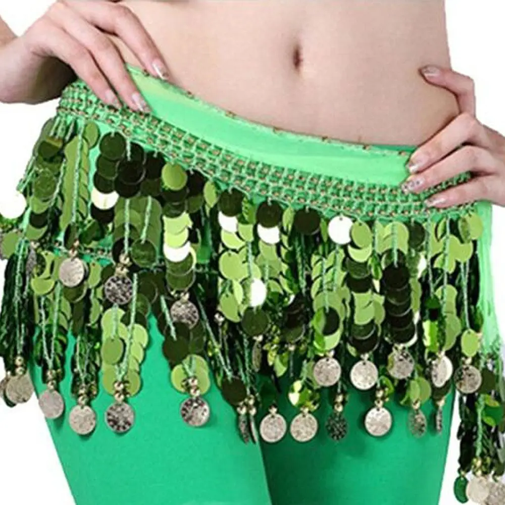 Thailand/India/Arab Dancer Sequins Tassels Skirt Women Sexy Belly Dance Hip Scarf Wrap Belt Dancer Skirt Female Show Costumes