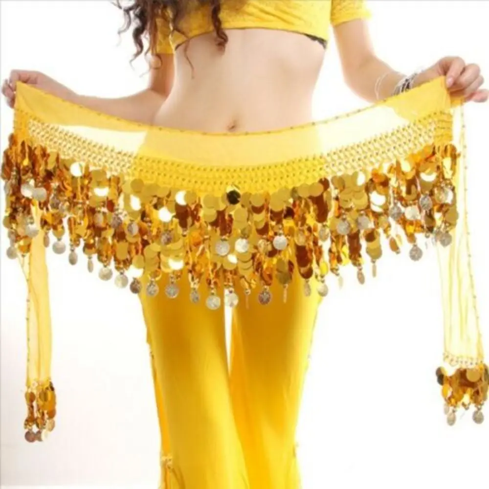 Thailand/India/Arab Dancer Sequins Tassels Skirt Women Sexy Belly Dance Hip Scarf Wrap Belt Dancer Skirt Female Show Costumes