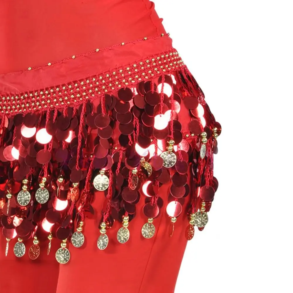 Thailand/India/Arab Dancer Sequins Tassels Skirt Women Sexy Belly Dance Hip Scarf Wrap Belt Dancer Skirt Female Show Costumes