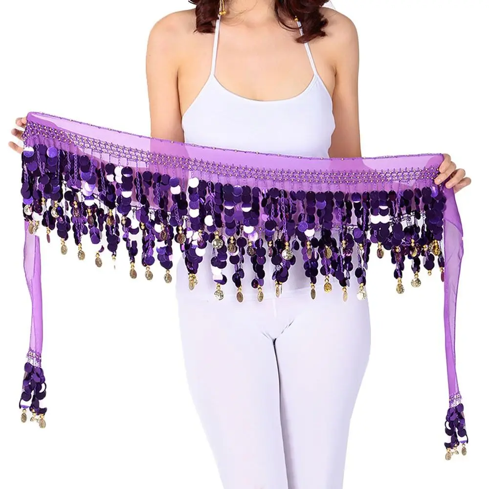 Thailand/India/Arab Dancer Sequins Tassels Skirt Women Sexy Belly Dance Hip Scarf Wrap Belt Dancer Skirt Female Show Costumes