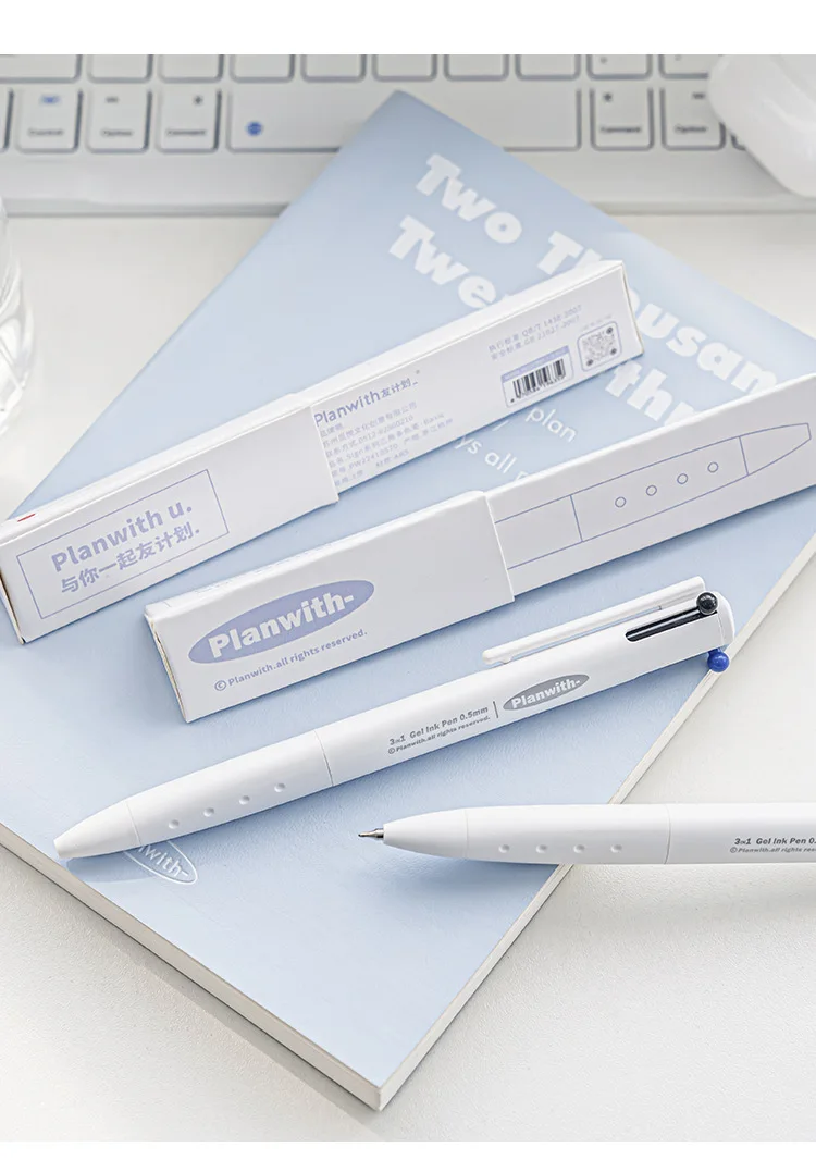 Exquisite3 Color Multifunctional Retractable Gel Pen 0.5mm Stationery Caneta канцелярия Triangular Comfortable Grip Pe