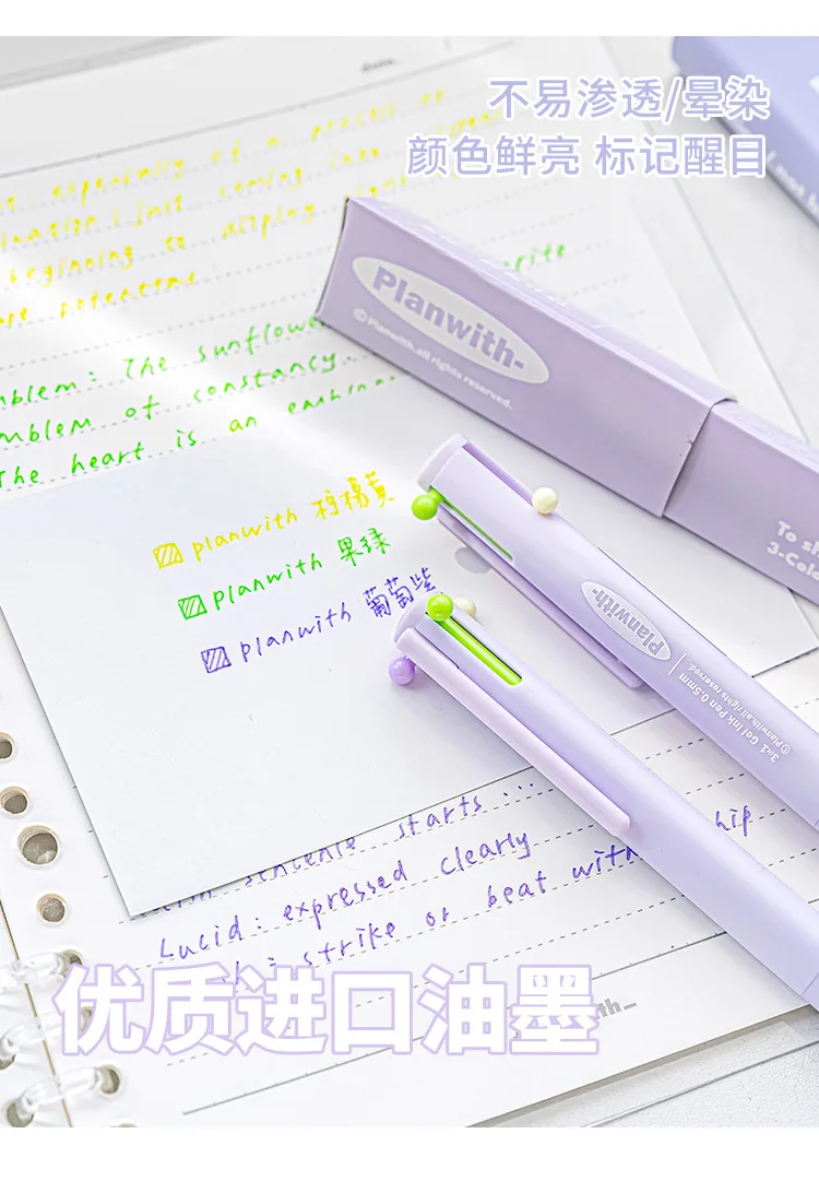 Exquisite3 Color Multifunctional Retractable Gel Pen 0.5mm Stationery Caneta канцелярия Triangular Comfortable Grip Pe