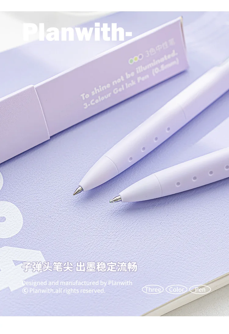 Exquisite3 Color Multifunctional Retractable Gel Pen 0.5mm Stationery Caneta канцелярия Triangular Comfortable Grip Pe