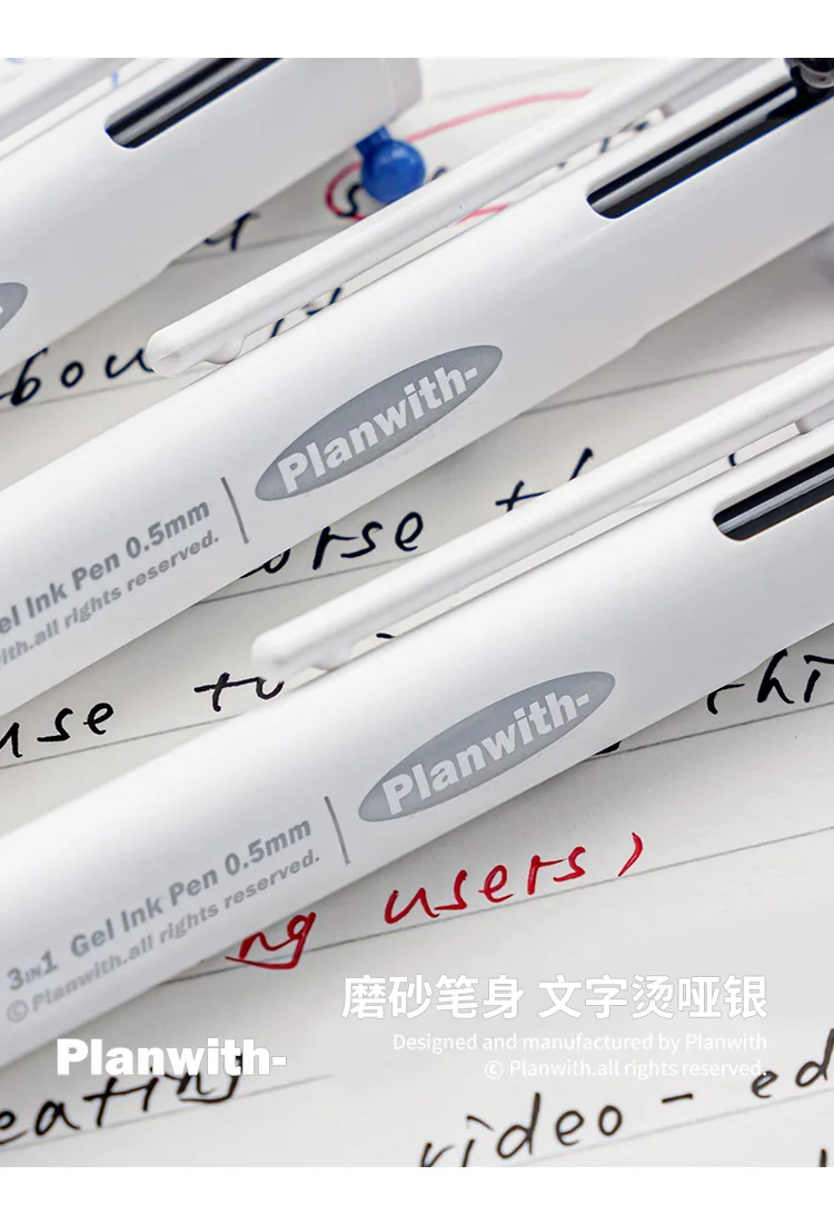 Exquisite3 Color Multifunctional Retractable Gel Pen 0.5mm Stationery Caneta канцелярия Triangular Comfortable Grip Pe