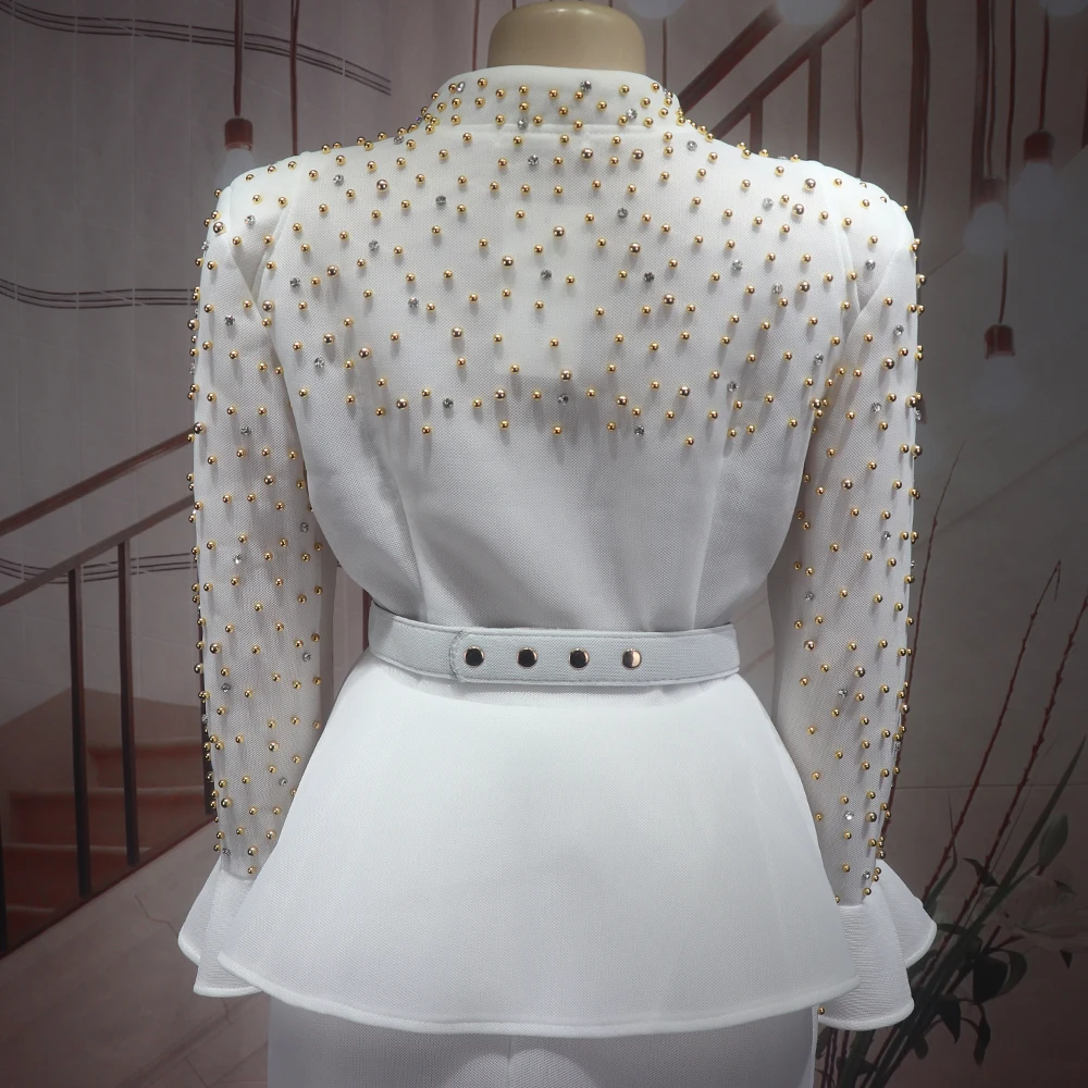 Luxury Women's Elegant Dress Suit Mesh Fabric Turkey Dresses for Women Luxury Rhinestone African Dress