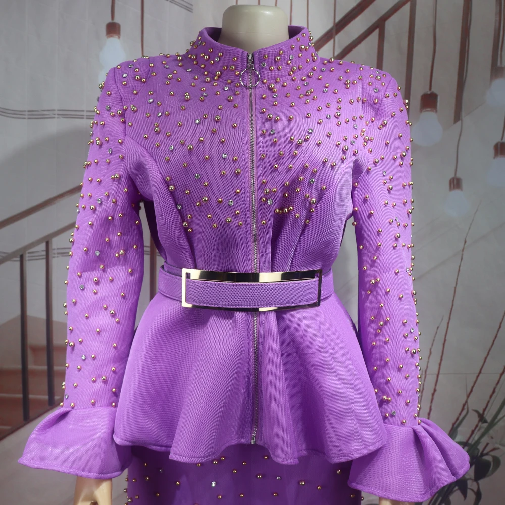 Luxury Women's Elegant Dress Suit Mesh Fabric Turkey Dresses for Women Luxury Rhinestone African Dress